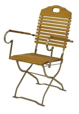 Klappstuhl Holzstuhl Gartenstuhl Stuhl mit Armlehnen Robinenholz, verzinkt