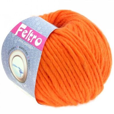 LANA GROSSA Feltro uni, modernes Filzgarn, Farbe 080, orange, 50 g