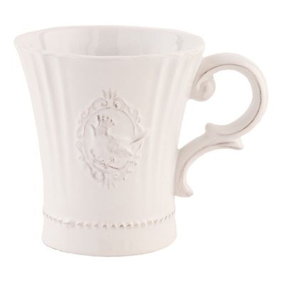 Kaffeebecher Tasse Clayre&Eef 6CE0269 Weiß Vogel Krone Keramik