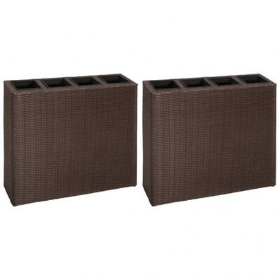 Garten-Hochbeet Tatjana mit 4 Töpfen 2 Stk. Poly Rattan
