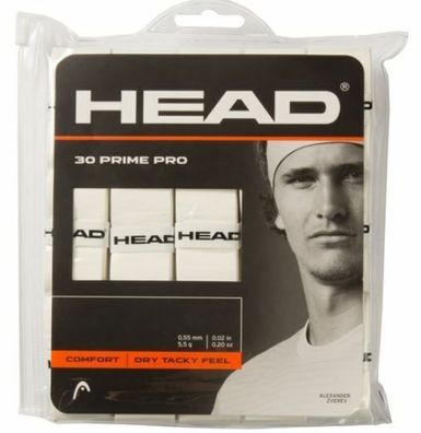 Head Prime Pro 30 Pack White Grips für Tennis Griffbänder
