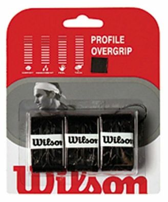 Wilson Profile Overgrip Black 6 x 3 Griffbänder für Tennis Grips