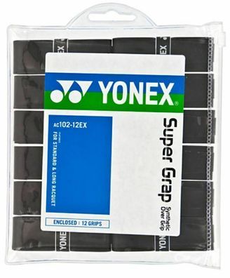 Yonex Super Grap x 12 Black Grips für Tennis Griffbänder
