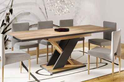 ENDO Säulentisch NEXT Wotan Eiche/ schwarz Esstisch Auszugtisch ausziehbar modern