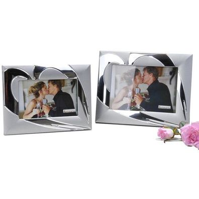 Formano Bilderrahmen Hochzeit Fotorahmen aus Alu Herz silber 10x15 od. 13x18 NEU