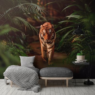 Vlies Fototapete Wald Tiere Tiger Natur Dschungel TAPETE XXL Wohnzimmer Schlafzimmer