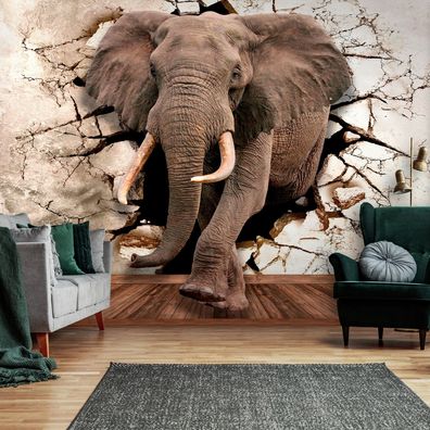 Vlies Fototapete 3D Effekt Elefant Tiere Wand TAPETE XXL Wohnzimmer Schlafzimmer