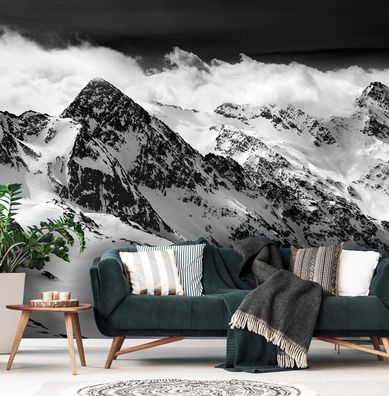 Vlies Fototapete Berge Nebel Panorama Alpen Natur TAPETE XXL Wohnzimmer Schlafzimmer