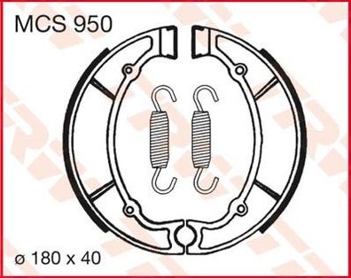 Bremsbacken TRW MCS950; 180x40 mm