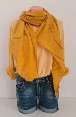 Blogger Italy Schal Tuch Scarf Seide/ Baumwolle asymetrisch Einfarbig Sonnengelb