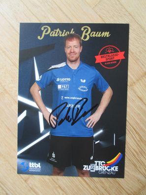 Tischtennis Bundesliga TTC Zugbrücke Grenzau Patrick Baum - handsign. Autogramm!!!