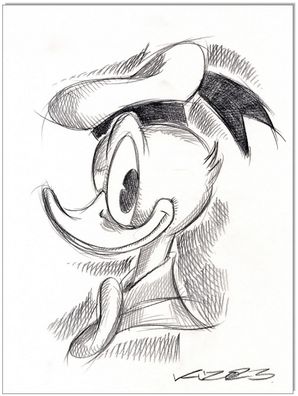 Klausewitz: Original Kreidezeichnung : Donald Duck / 24x32 cm