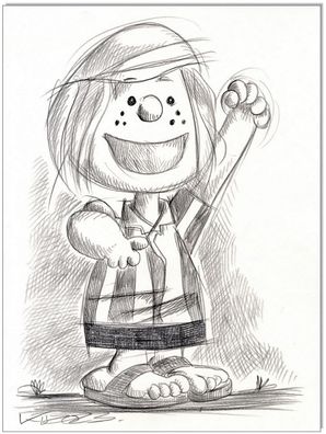 Klausewitz: Original Kreidezeichnung : Peppermint Patty / 24x32 cm