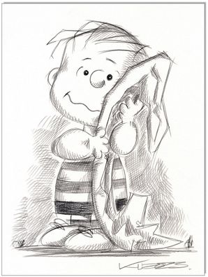 Klausewitz: Original Kreidezeichnung : Peanuts Linus van Pelt / 24x32 cm