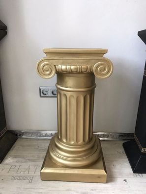 Säule Mäander Style Dekosäule 85cm Griechische Säulen Barock Podest Handbemalt Gold