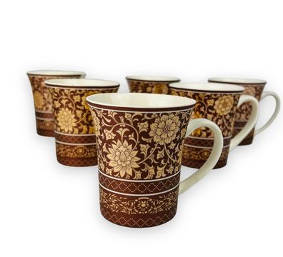 6er Set Dickwandige Kaffeetassen aus Porzellan für 6 Personen Mäander 300. Ml NEU