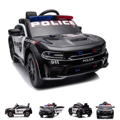 ES-Toys Kinder Elektroauto Dodge Polizei, Sirene, Polizei-Lichter, Fernbedienung