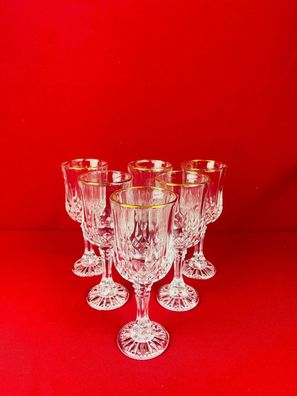 Weingläser Kristallglas mit Goldrand 200 Ml Hochwertig 6 Gläser für 6 Personen