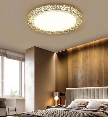 LED Deckenleuchte Deckenlampe Rund 40cm Dekorativ mit Goldmuster für Wohnzimmer