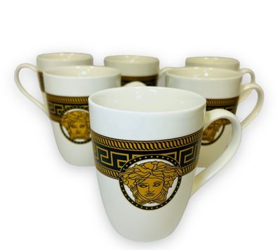 6er Set Dickwandige Kaffeetassen aus Porzellan für 6 Personen Medusa 300. Ml NEU