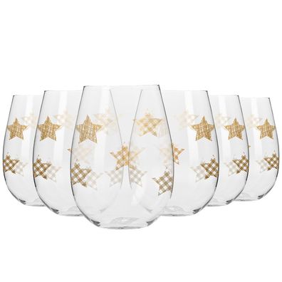 Krosno Star Gläser für Weißwein ohne Stiel mit goldenem Stern | Set 6 | 500 ml