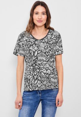 CECIL T-Shirt mit Blumenmuster in Easy Khaki