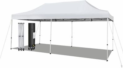 3x6m Faltpavillon, Pavillon mit Rädern, stabiles Partyzelt, Pop Up Gartenpavillon