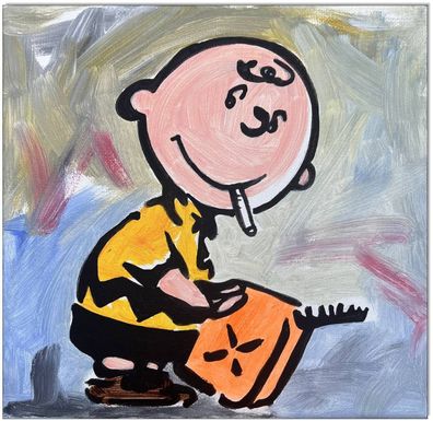 Klausewitz: Original Acryl auf Leinwand: Peanuts Charlie l´incendiaire II / 20x20 cm