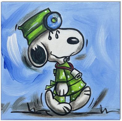 Klausewitz: Original Acryl auf Leinwand: Peanuts Snoopy Doc Beagle II / 20x20 cm