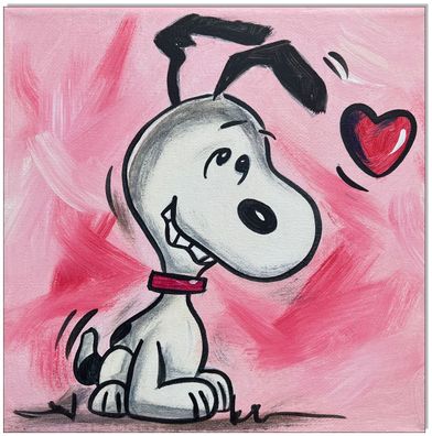 Klausewitz: Original Acryl auf Leinwand: Peanuts Snoopy Love me / 20x20 cm