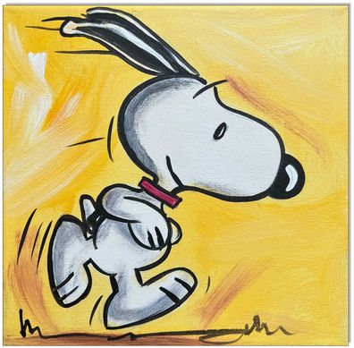 Klausewitz: Original Acryl auf Leinwand: Peanuts Running Snoopy III / 20x20 cm