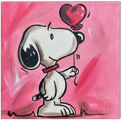 Klausewitz: Original Acryl auf Leinwand: Peanuts Snoopy Love II / 20x20 cm