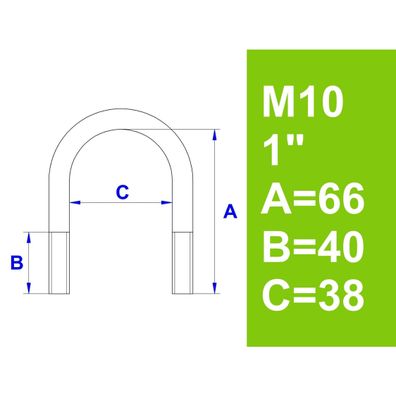 Bügelschraube, ohne Zubehör, 1" (33,7 mm) - M10