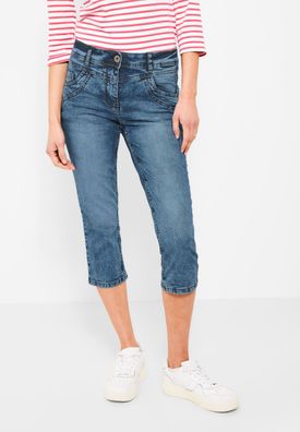 Cecil Casual Fit 3/4 Jeans in Mid Blue Wash