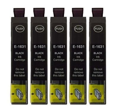 5 kompatible Druckerpatronen T1631 XL black für Epson WF-2010 2510 2520 2530 2540