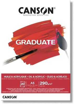 CANSON Studienblock Graduate HUILE & Acrylique DIN A5 naturweiß 20 Blatt