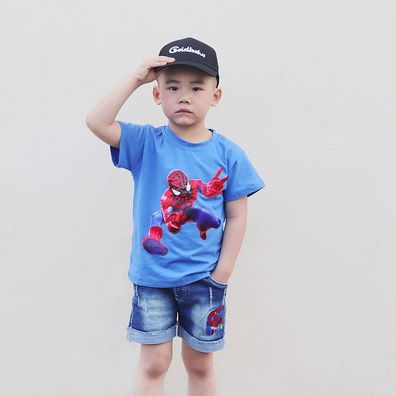 2er Set Jungen Anzug Spiderman Mcqueen Luminous T-shirt Hose Kinder Hausanzug