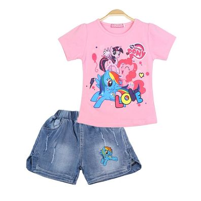 2er Set Mädchen Applejack Pie Sparkle Anzug Dash T-shirt Hose Kinder Hausanzug
