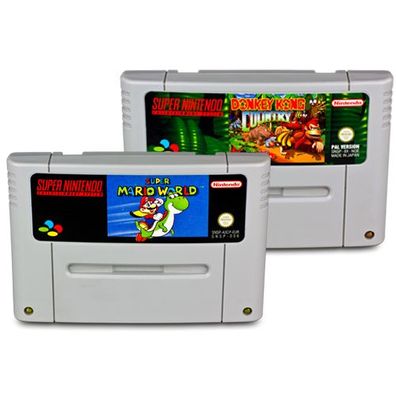 2 SNES Spiele SUPER MARIO WORLD + DONKEY KONG Country 1