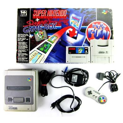 SNES Konsole + alle Kabel + original Controller + Super Gameboy + Super Mario ...