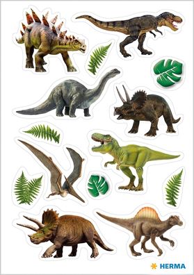 HERMA 15480 Sticker für Kinder, Dinosaurier (42 Aufkleber, Papier, matt) selbstkle...