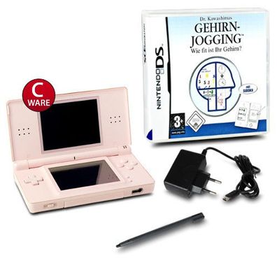 DS Lite Handheld Konsole rosa #74C + Kabel + Spiel Dr Kawashimas Gehirn Jogging