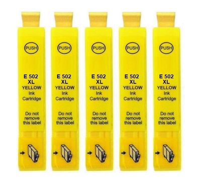5 Patronen 502XL yellow für Epson XP-5100 5105 5115 5150 5155 WF-2800 2860 2865 2880