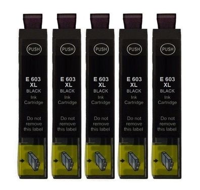 5 kompatible Patronen 603XL black für Epson WorkForce WF-2810 2820 2830 2835 2840