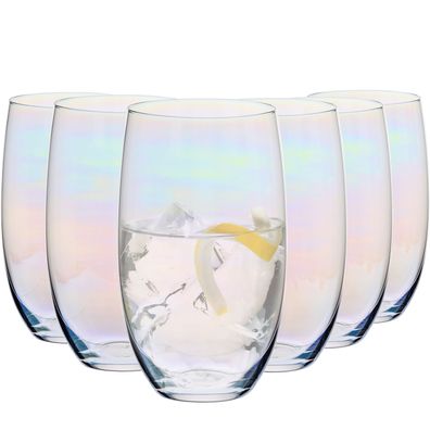Krosno Regenbogen Gläser für Wasser Säfte Getränke | Set 6 | 510 ml | Handwäsche