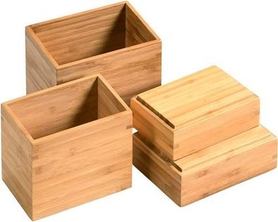 Kesper Ordnungsbox Kiste Box Aufbewahrungskiste 4er Set Bambus 4000270581953