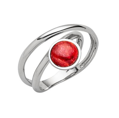 DUR Schmuck Ring Koralle Silber 925/ - rhodiniert (R5877)