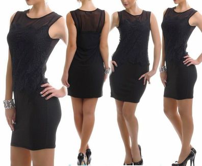 SeXy Miss Damen Mini Kleid Dress Double Look Spitze 34/36/38 schwarz TOP NEU