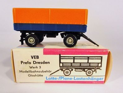 Permot H0 Modell Lastanhänger Anhänger mit orangener Plane DDR VEB NEU OVP