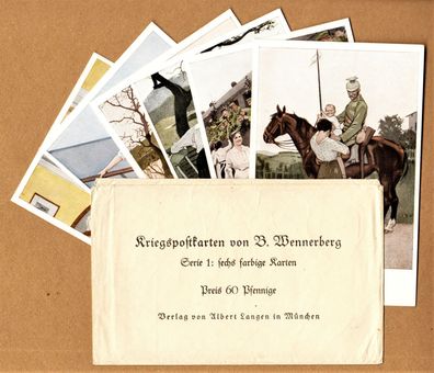 Postkarten-Serie Kriegspostkarten B. Wennerberg 6 Karten Serie 1 Kaiserreich WW1 WK1